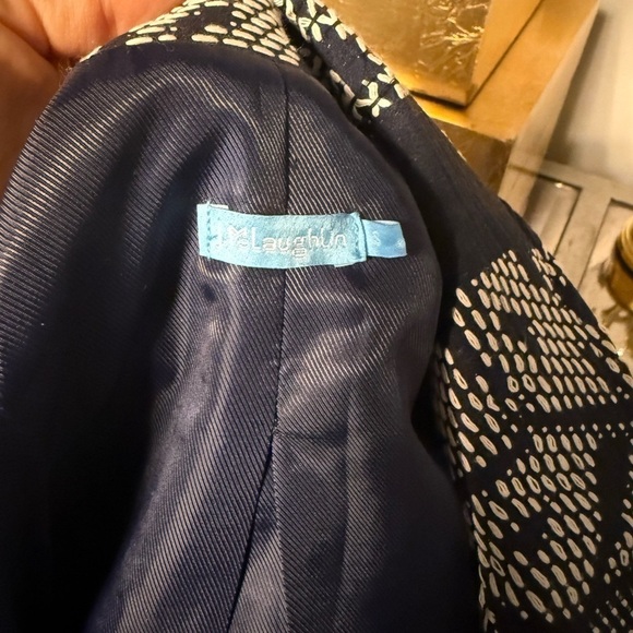 J McLaughlin Hester Raffia Palm Leaf Jacket navy blue women’s size small - Picture 8 of 11